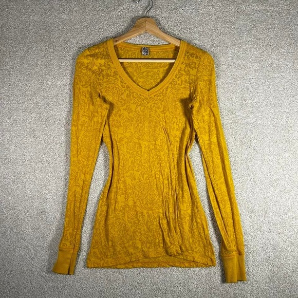 BKE Tops - Y2K women's BKE paisley style yellow babydoll fit long sleeve shirt